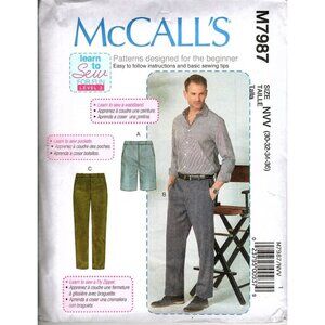 McCall's M7987 Mens 30 to 36 Shorts and Pants Uncut Sewing Pattern